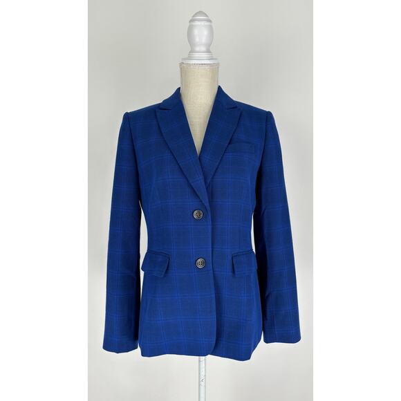 Tahari ASL Blazer Jacket Womens Size 8 Blue 2 Button Closure Career Academia - Picture 1 of 10